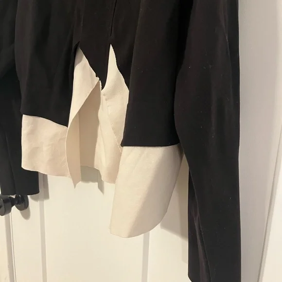 Planet By Lauren Color Block Open Front Jacket Black Cream Made in USA M/L (2) - Picture 3 of 16
